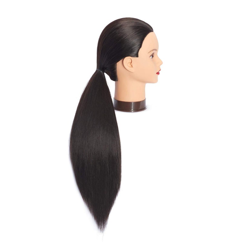 Headfix 26in-28in Long Hair Mannequin Head Stnthetic Fiber Hairdresser Practice Styling Training, Cosmetology Manikin Doll Head With Clamp Stand (6F1919LB0220) - Image 4